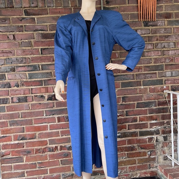 Vintage Tahari Blue Sleek Coat Dress - Picture 16 of 17
